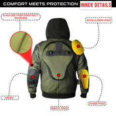 CE Certified Protectors Hoodies Motorcycle Riding Aramid Lined Hoodie