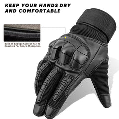 race-ready leather motorbike gloves showing reinforced wrist strap and thermal lining