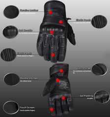 Premium Black Leather Gloves Motorbike Riding Protective & Stylish Biker Gear