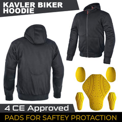 CE Certified Protectors Hoodies Motorcycle Riding Aramid Lined Hoodie