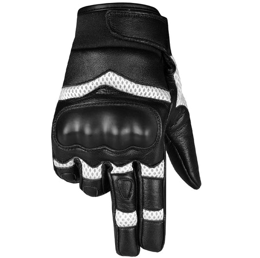 Men's leather and mesh motorcycle touchscreen gloves