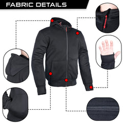 CE Certified Protectors Hoodies Motorcycle Riding Aramid Lined Hoodie