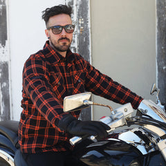 CE Certified Armored Flannel Motorcycle Shirt Kevlar Lined Riding Protection