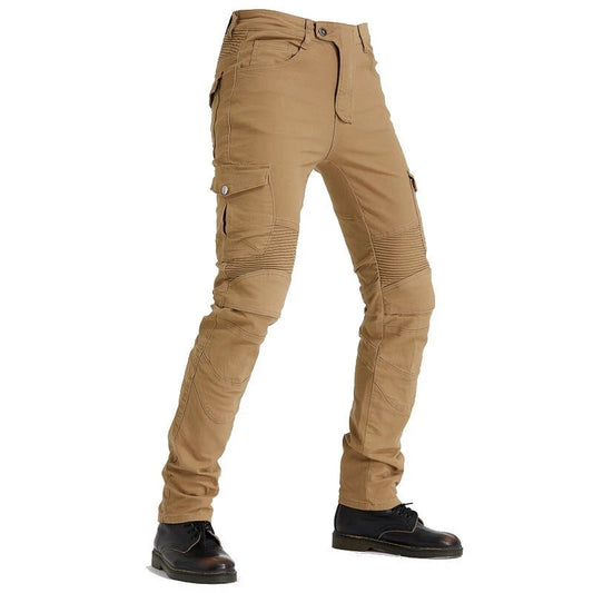 protective kevlar lined motorcycle jeans in beige