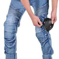 removable ce knee and hip protectors for biker jeans