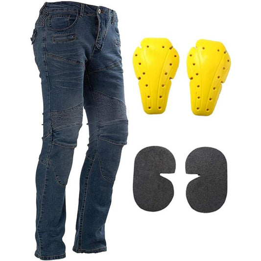 Armored motorcycle jeans with CE knee and hip protectors
