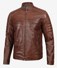 Cafe Racer Leather Jacket Classic Biker Style for Men